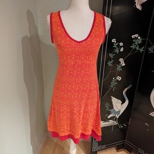 Marmot Wmns Small Larissa Sleeveless Knit Layered Dress Orange Red Geometric 168